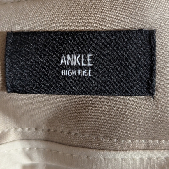 Express Women's Size 14R High Rise Ankle Beige Slim Straight Leg Dress Pants - Picture 9 of 13